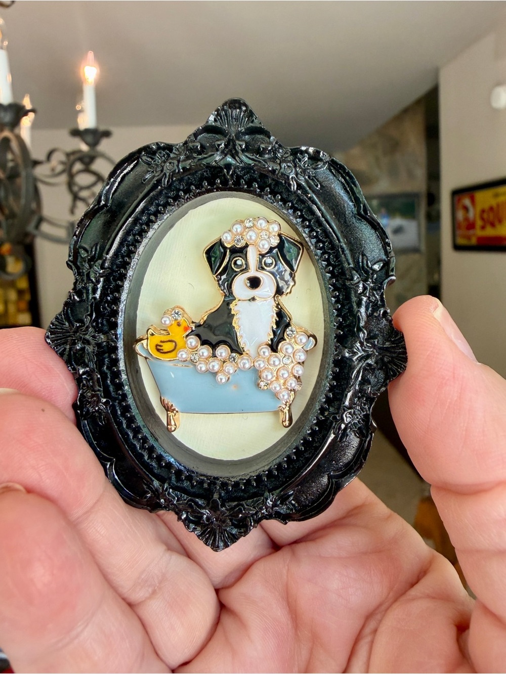Bubble Bath Buddies / Mini Framed Magnet Set with Easels / Puppy & Duck - Picture 4 of 5